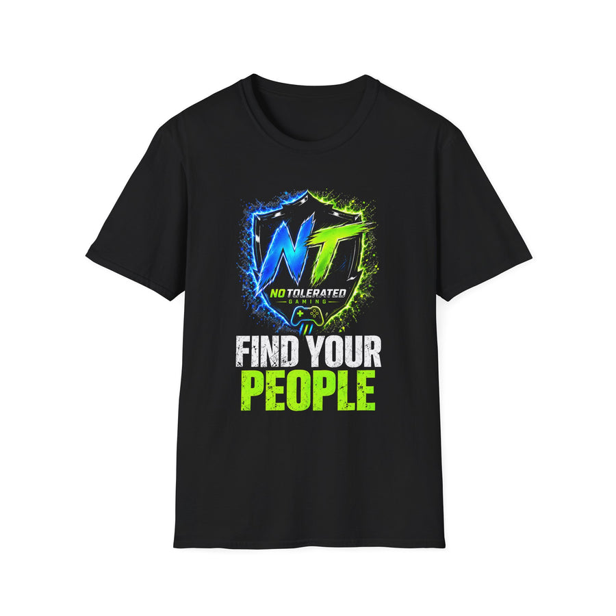 NoTolerated Find Your People Black Gaming Graphic T-Shirt